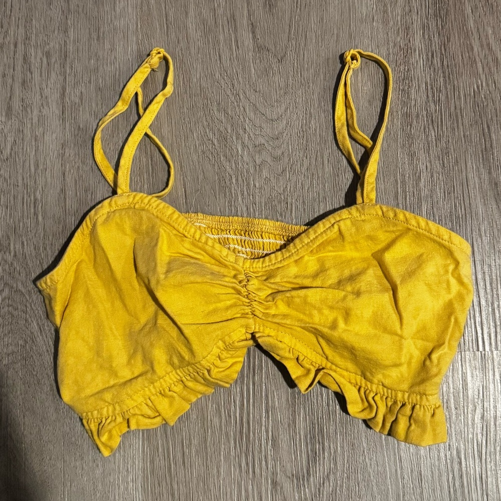 SHEIN Yellow Ruched Crop Top